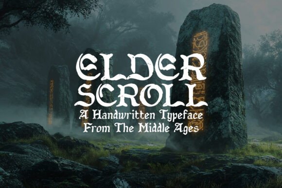 Elderscroll Typeface: Medieval Handwriting for Bold Campaign Visuals